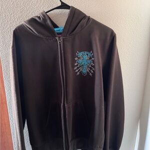 Cowgirl Hardware Brown Zip up Hoodie